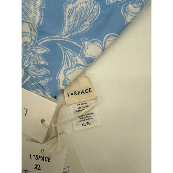 L Space Avery Bikini Top XL Womens Floral Blue Print Swimwear - Picture 6 of 8
